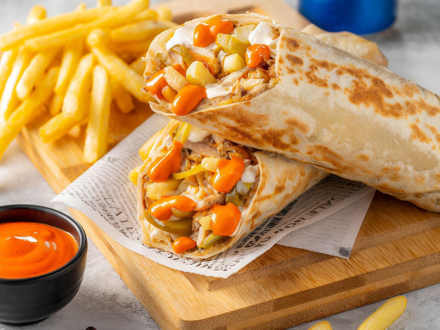 Mexican Shawarma In Saj Bread Sandwich