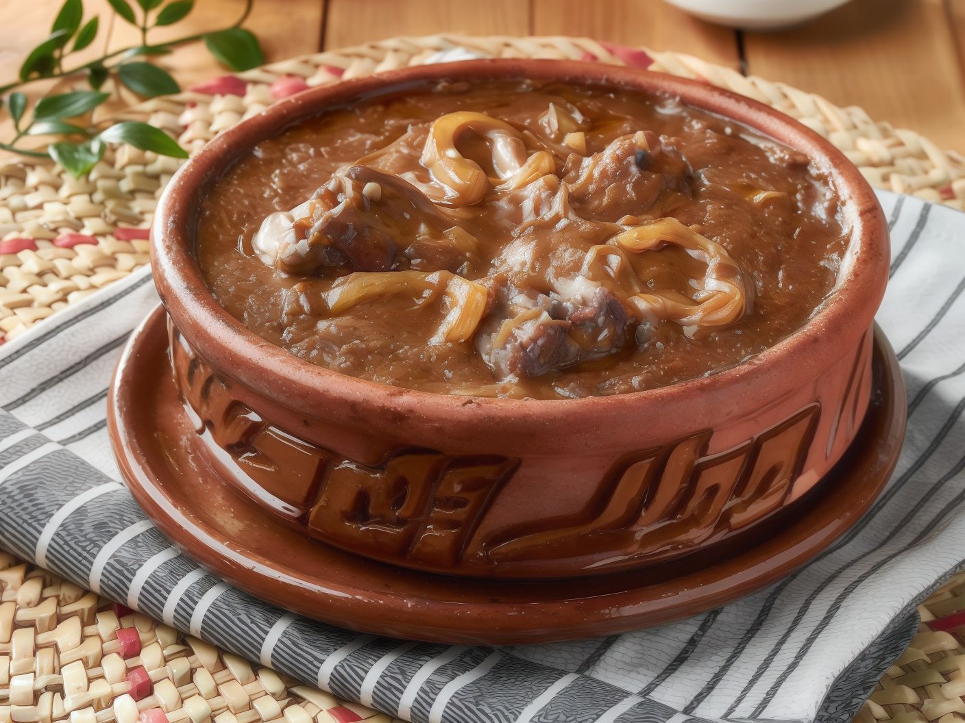Meat Casserole With Demi Glace Sauce And Onions