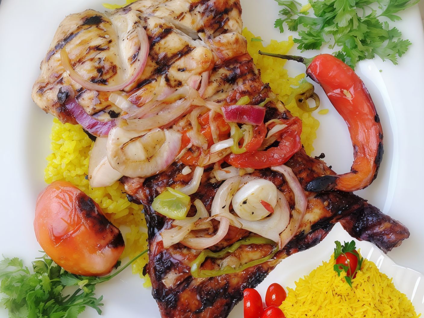 Charcoal Grilled Chicken With Rice