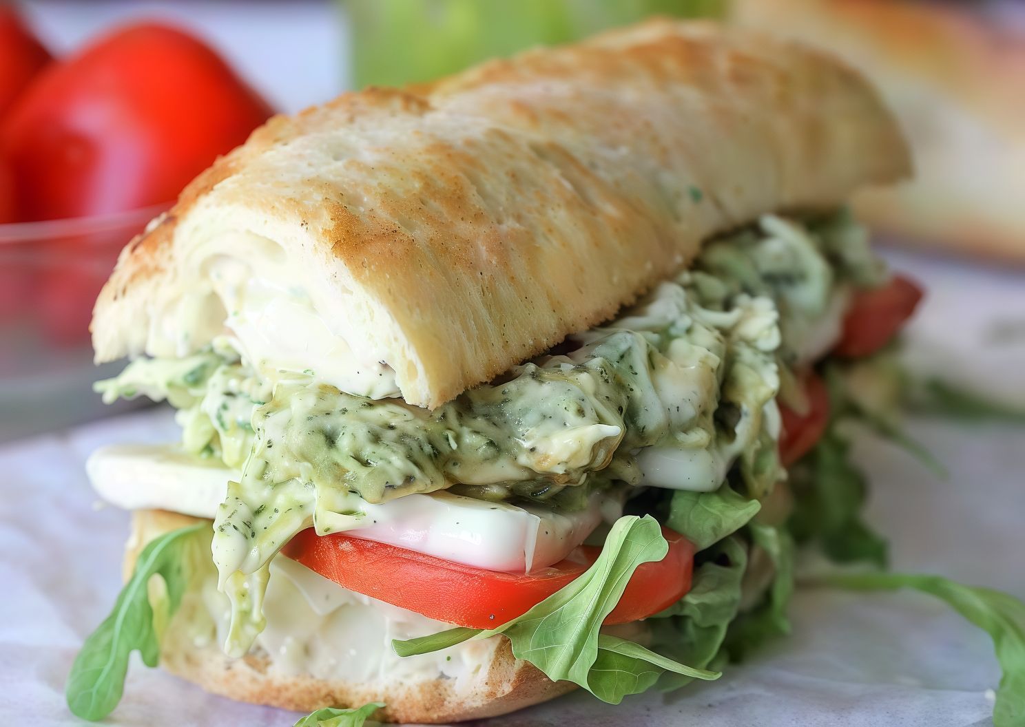 Chicken Mozzarella and Pesto Sandwich