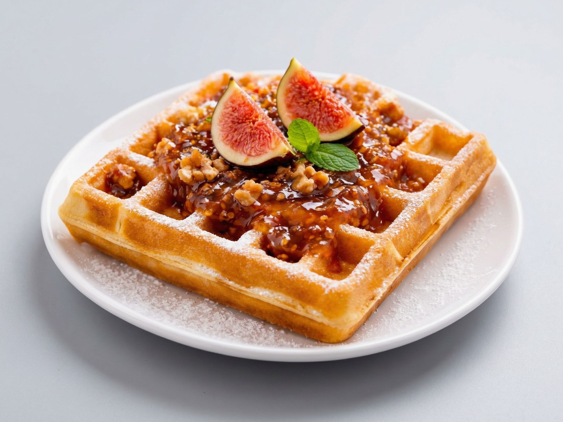 Waffle with fig jam and jam pieces