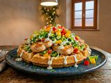 Chicken burger with waffle