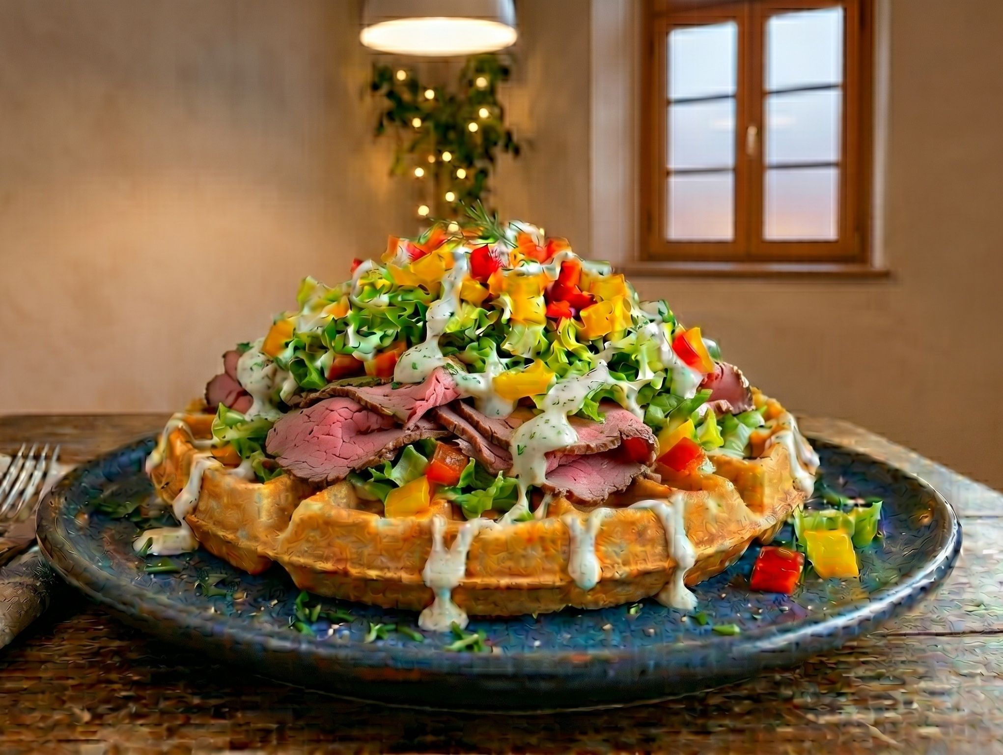 Roast Beef Waffle