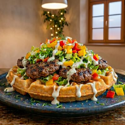 Beef burger with waffle