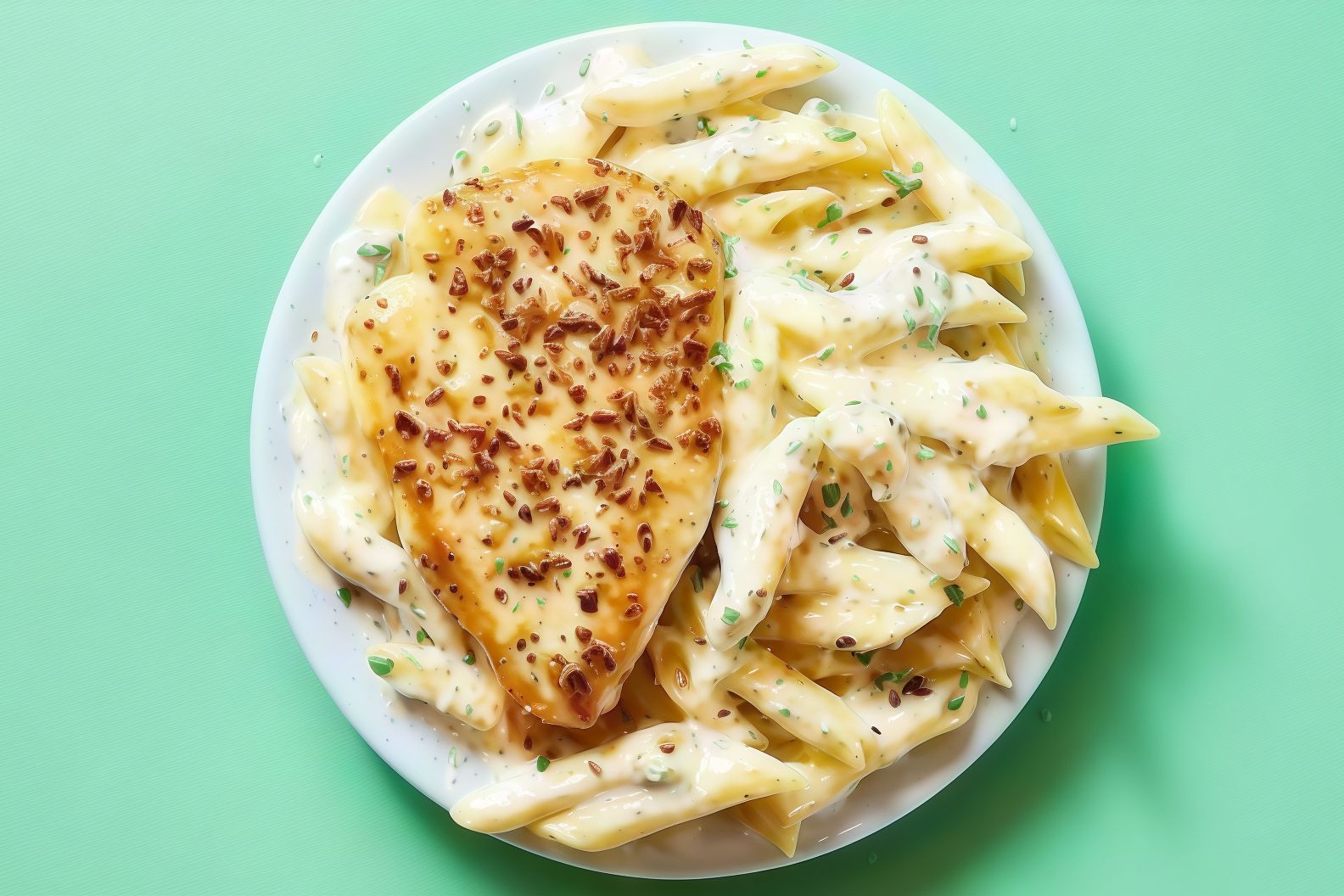 Penne Chicken Alfredo White Sauce