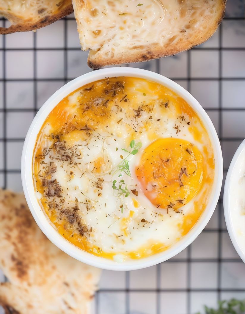 Baked Eggs with Cheese Sauce
