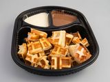 Mini Waffle with White and Brown Chocolate Sauce
