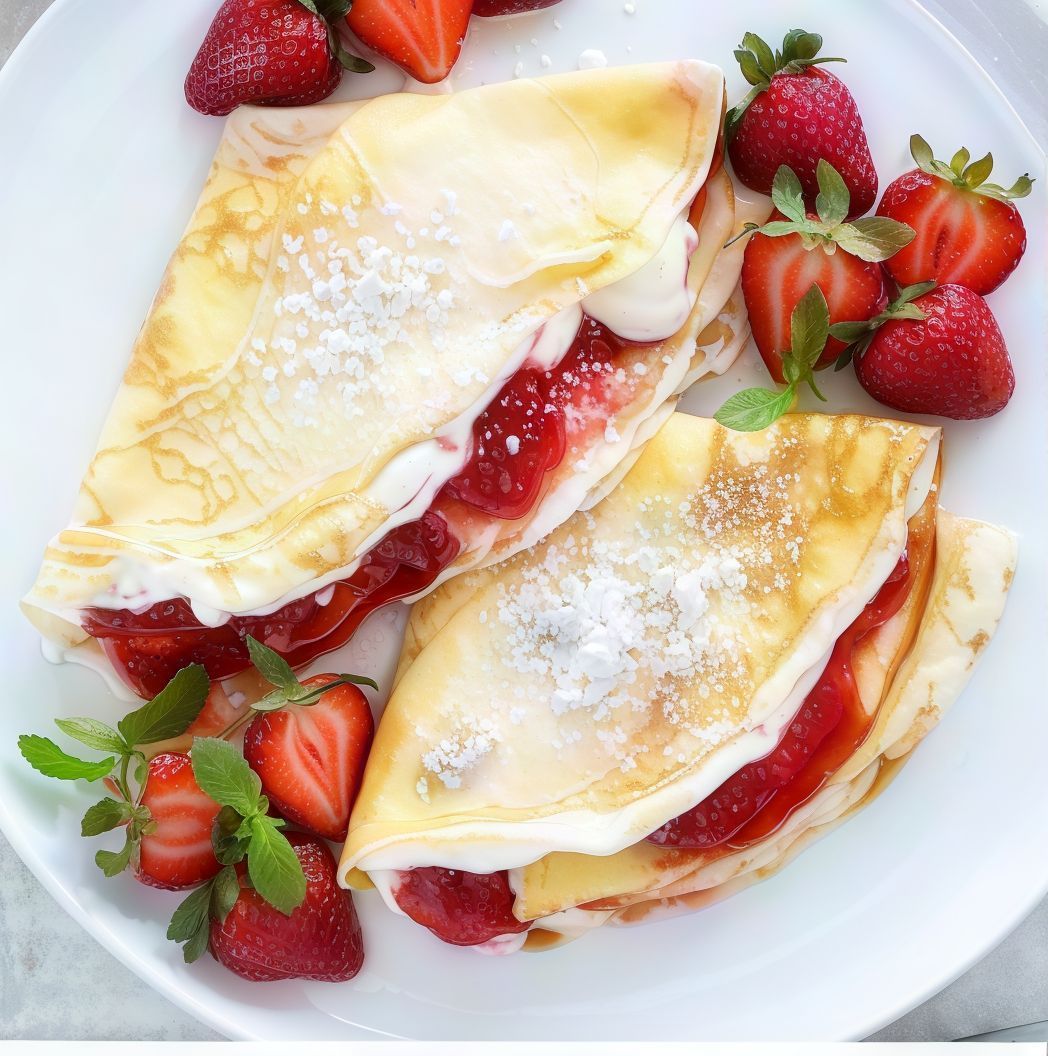 Cream Crepe With Banana And Honey