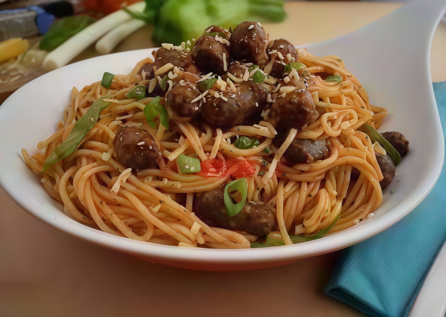 Oriental Sausage Pasta