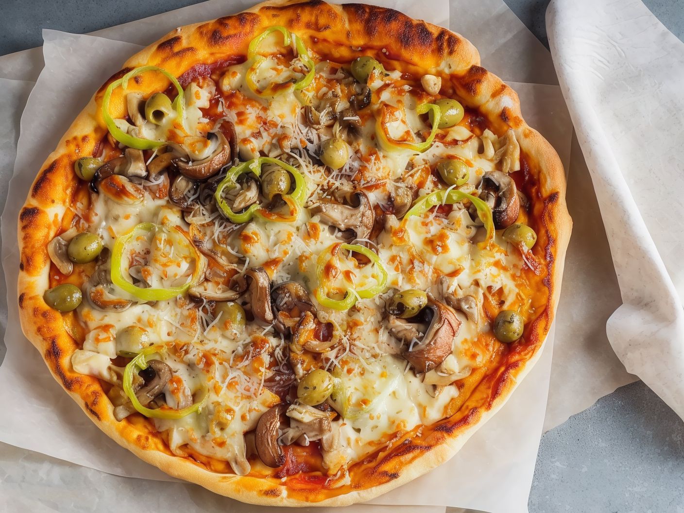 Mushroom Oriental Pizza