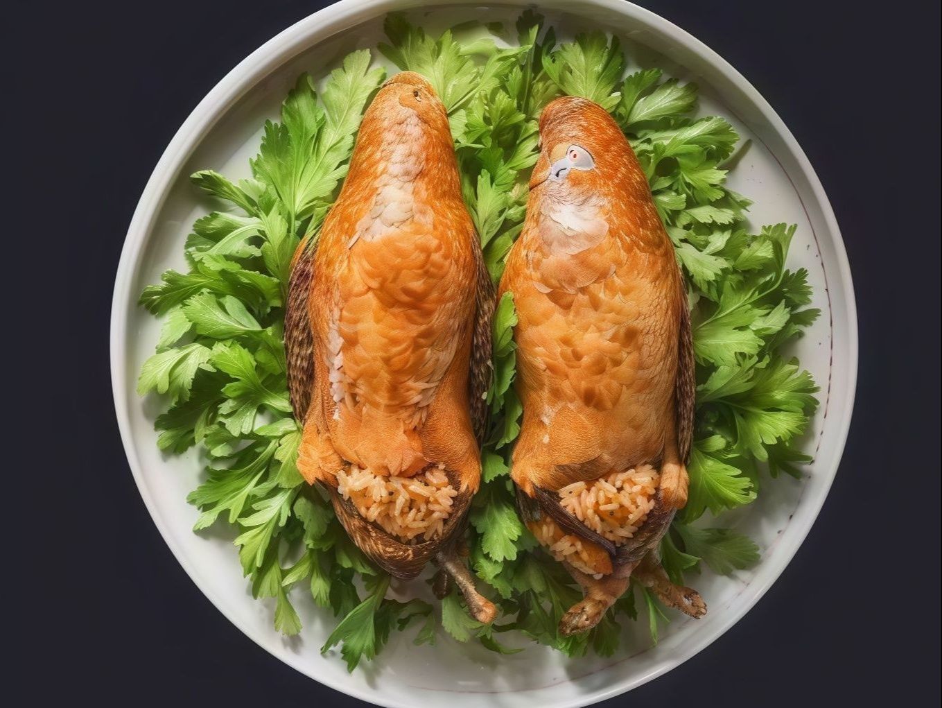 Stuffed pigeon with rice