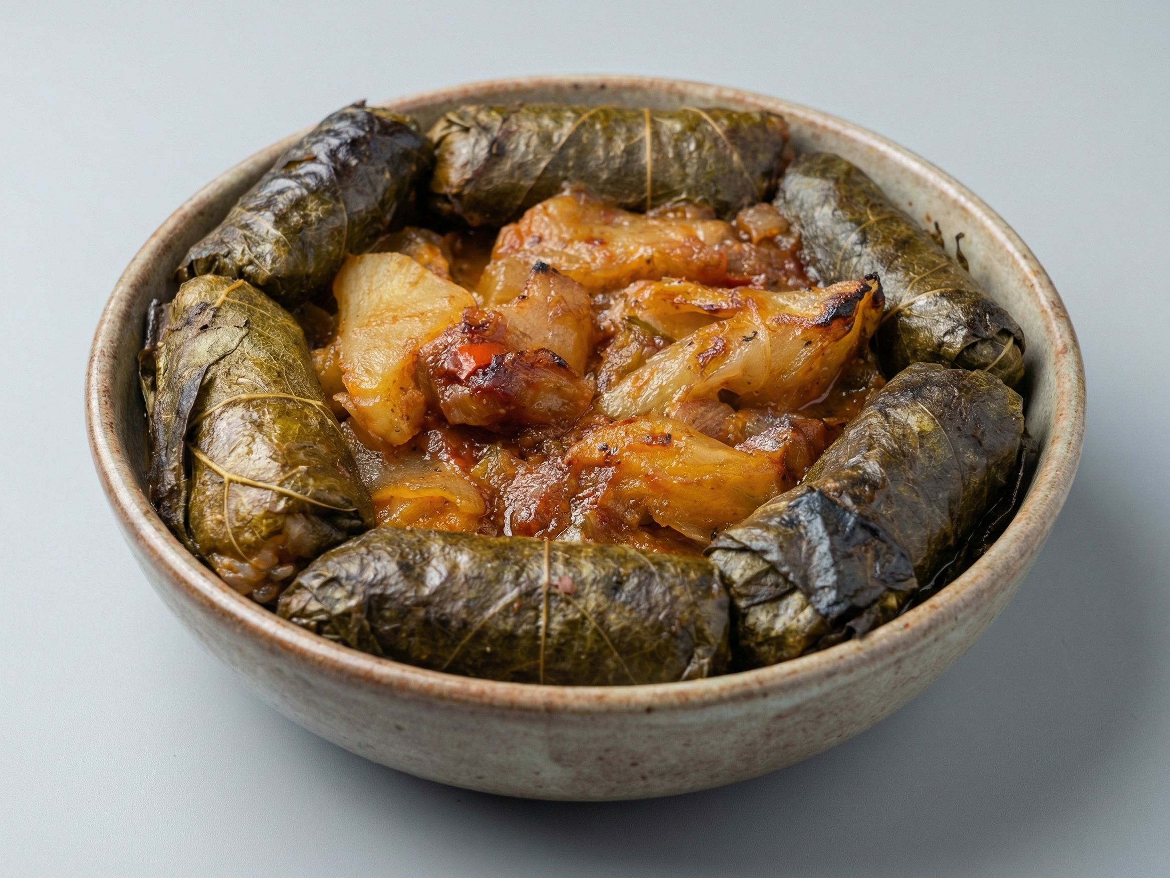 Grape leaves tagine with trotters