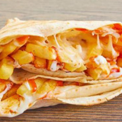 French fries crepe with cheese mix