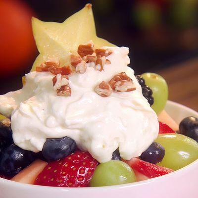 Fruit Salad With Ice Cream And Nuts