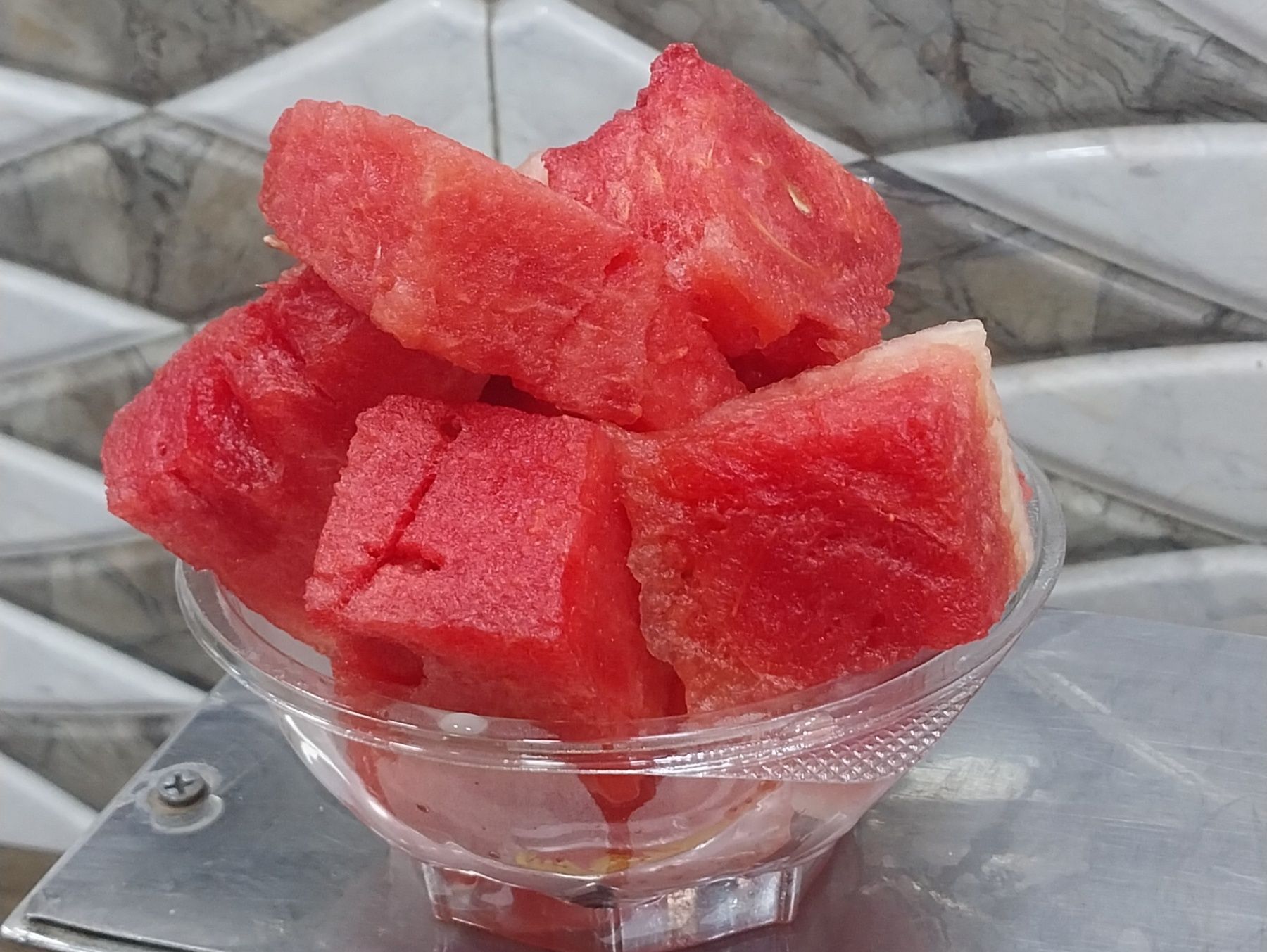 Box of watermelon pieces