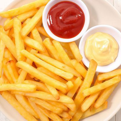 French Fries With Ketchup And Mayonnaise Platter