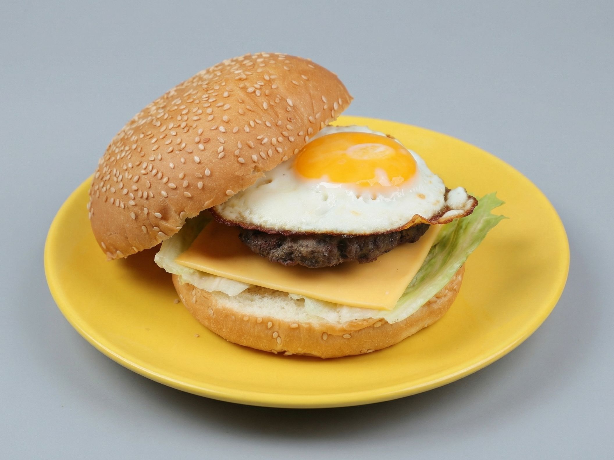 Beef Burger With Eggs Sandwich