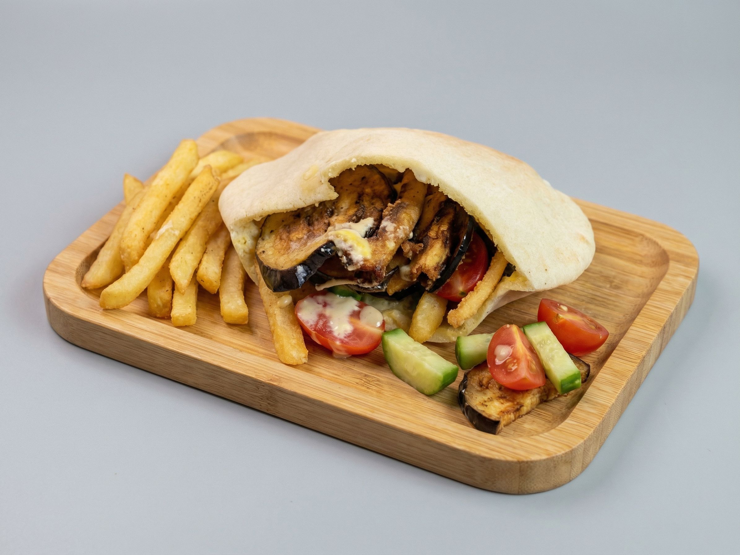 Baladi French Fries With Eggplant Sandwich