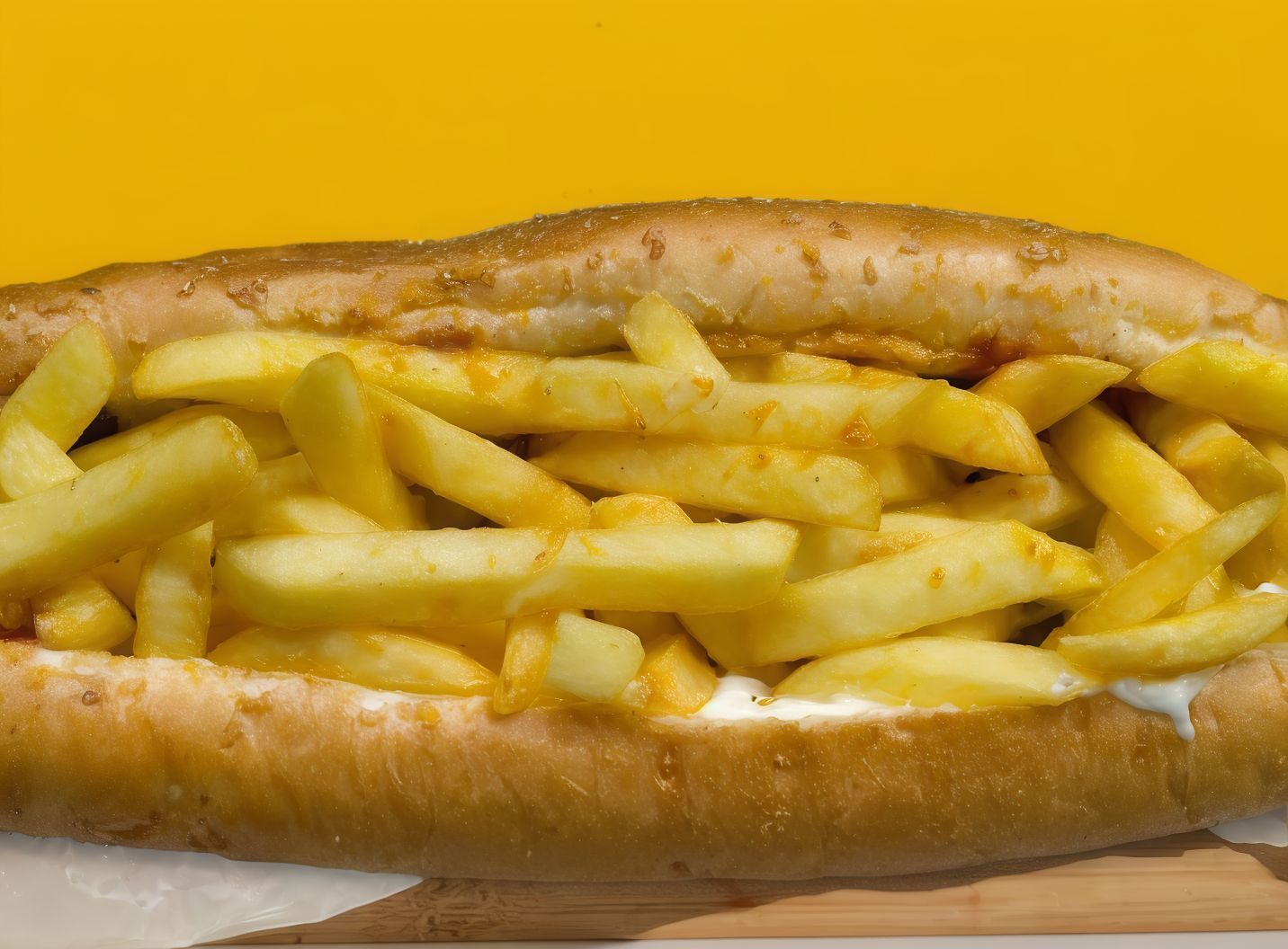 French Fries With Mozzarella Cheese Oven Baked Sandwich