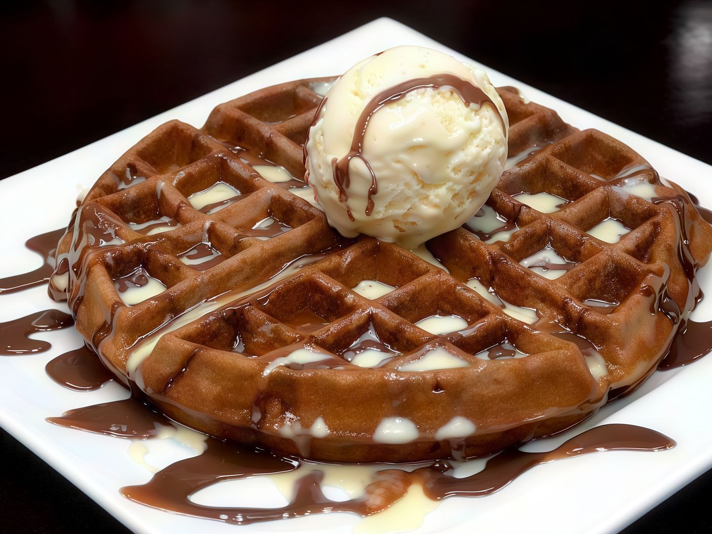 Chocolate With Ice Cream Waffle