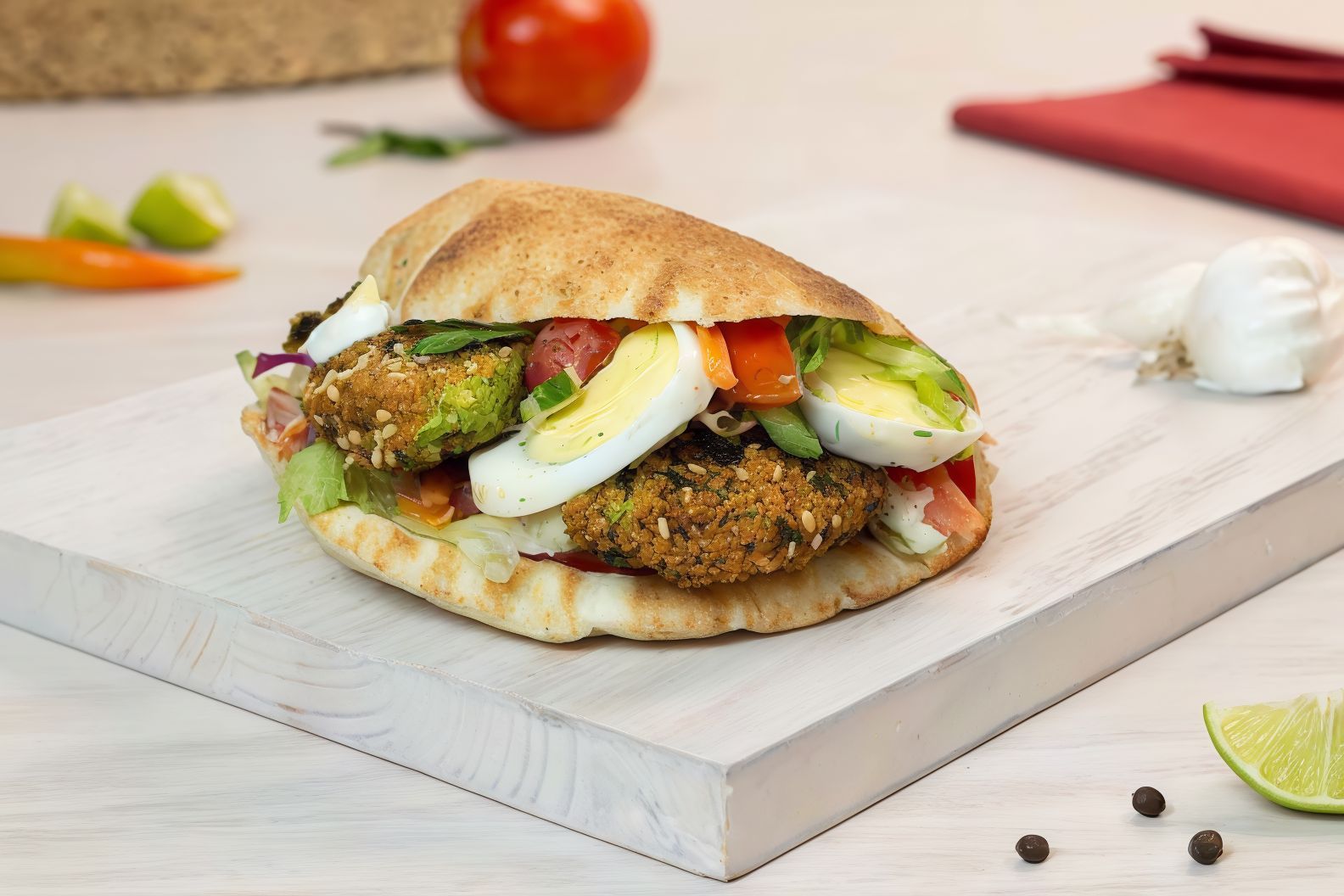 Falafel with boiled egg