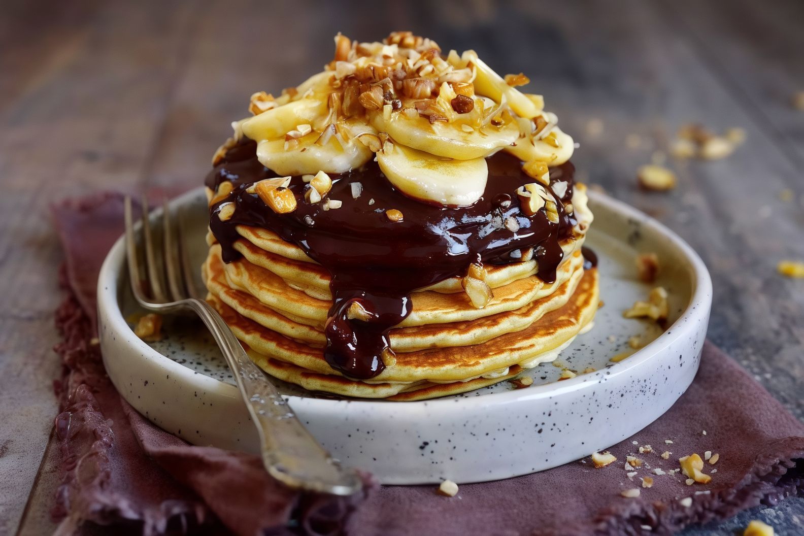 Mix Chocolate And Fruits Pancake
