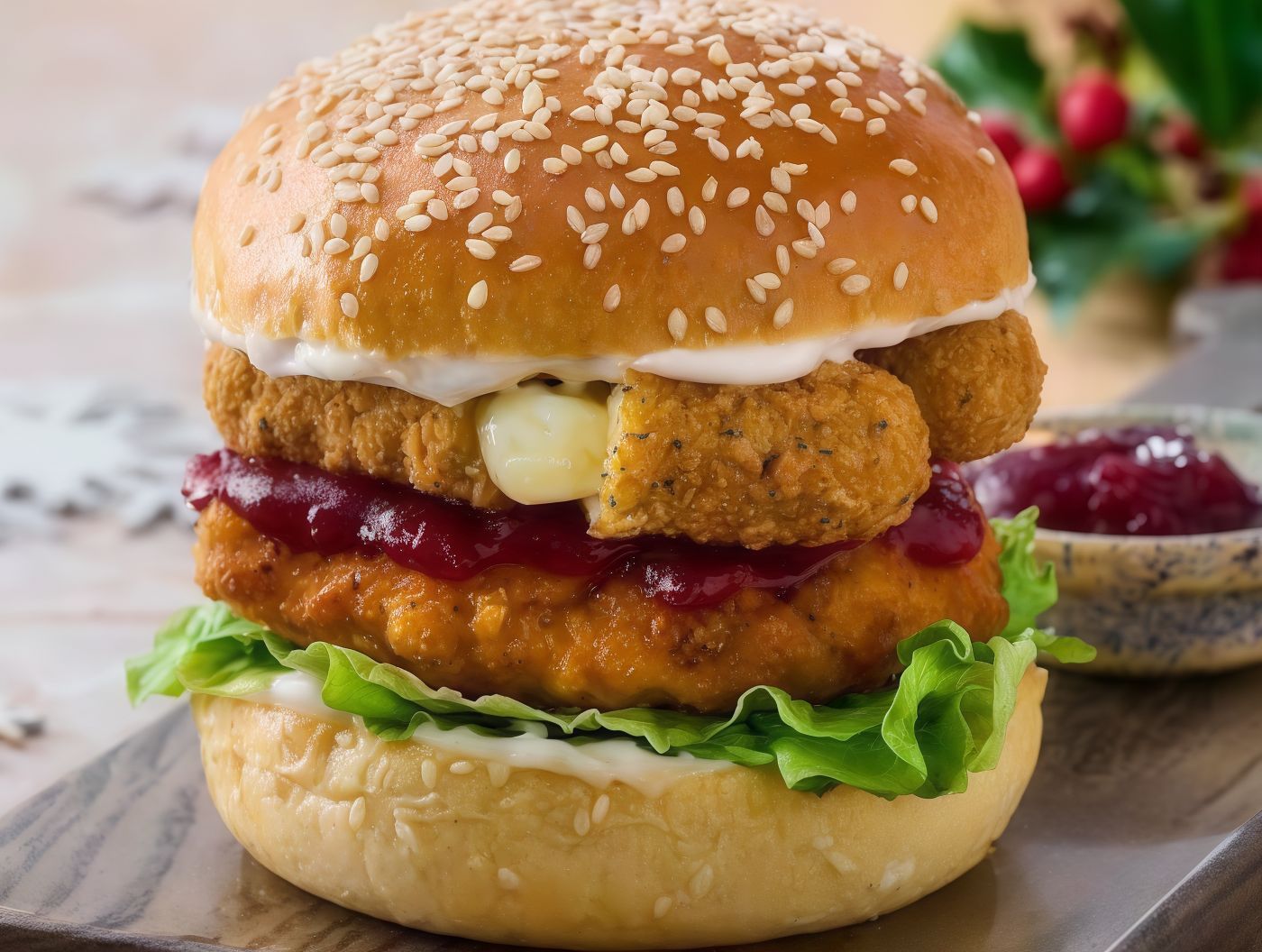 Stuffed Cheese Chicken Round Pane With Mozzarella Sticks