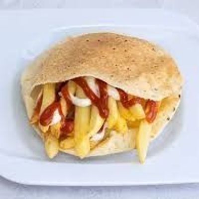 French Fries With Ketchup Mayonnaise Sandwich