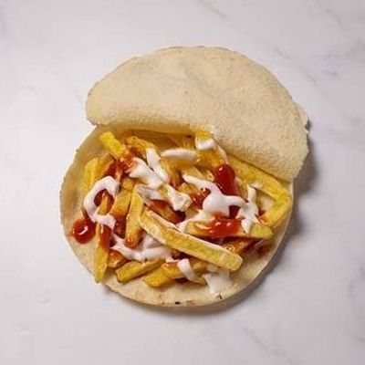 French Fries With Ketchup And Mayonnaise