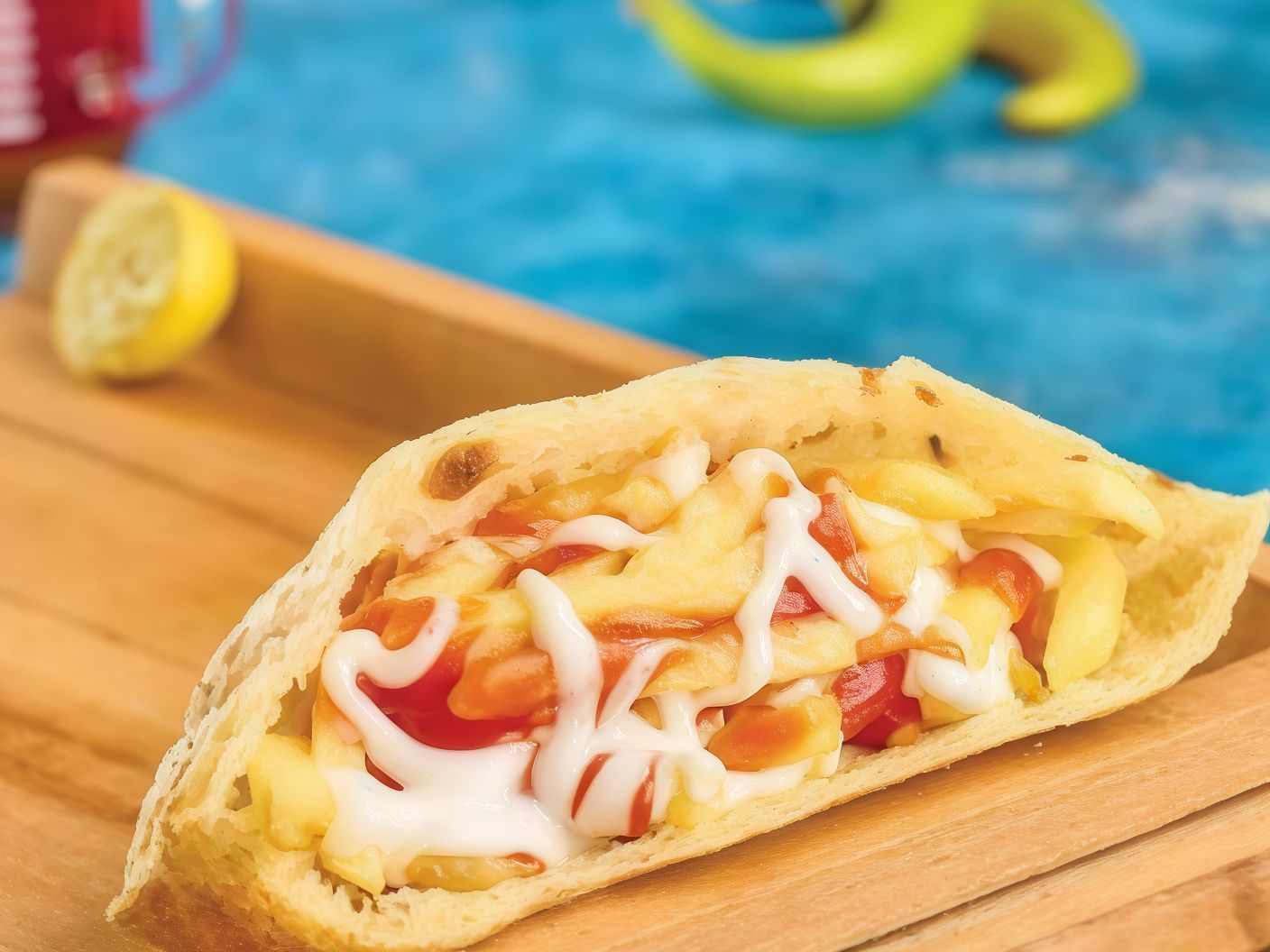Potato With Ketchup And Mayonnaise Sandwich