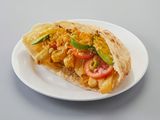 French Fries With Roumi Cheese And Ketchup Sandwich