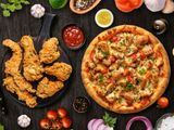 Two Fried Chicken Pieces and Small Pizza