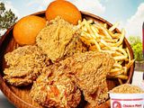 6 Chicken Pieces with Rice, Coleslaw Salad and Bread