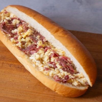 Eggs with Basterma Sandwich