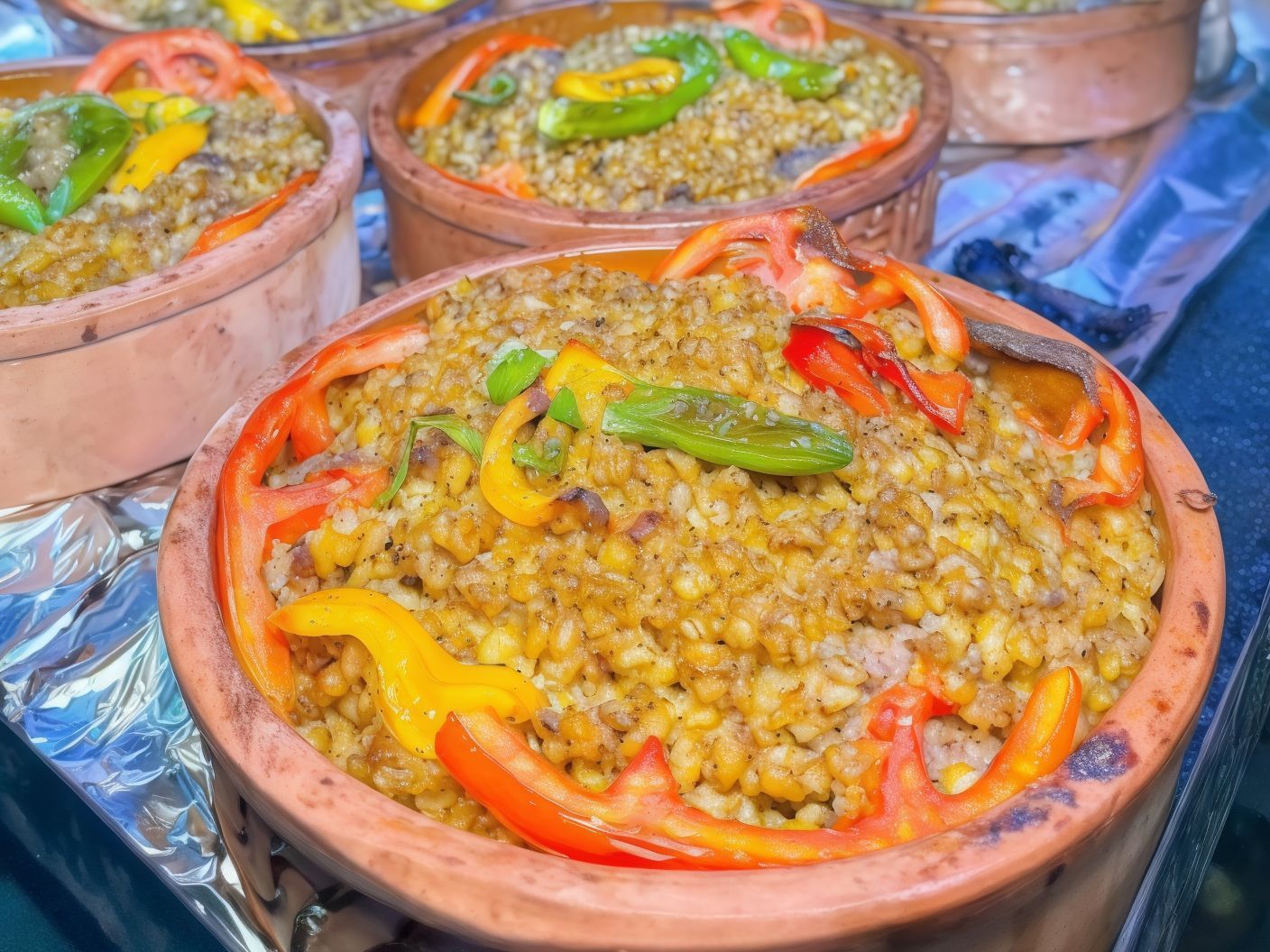 Tbarak Meat roll casserole with Grits