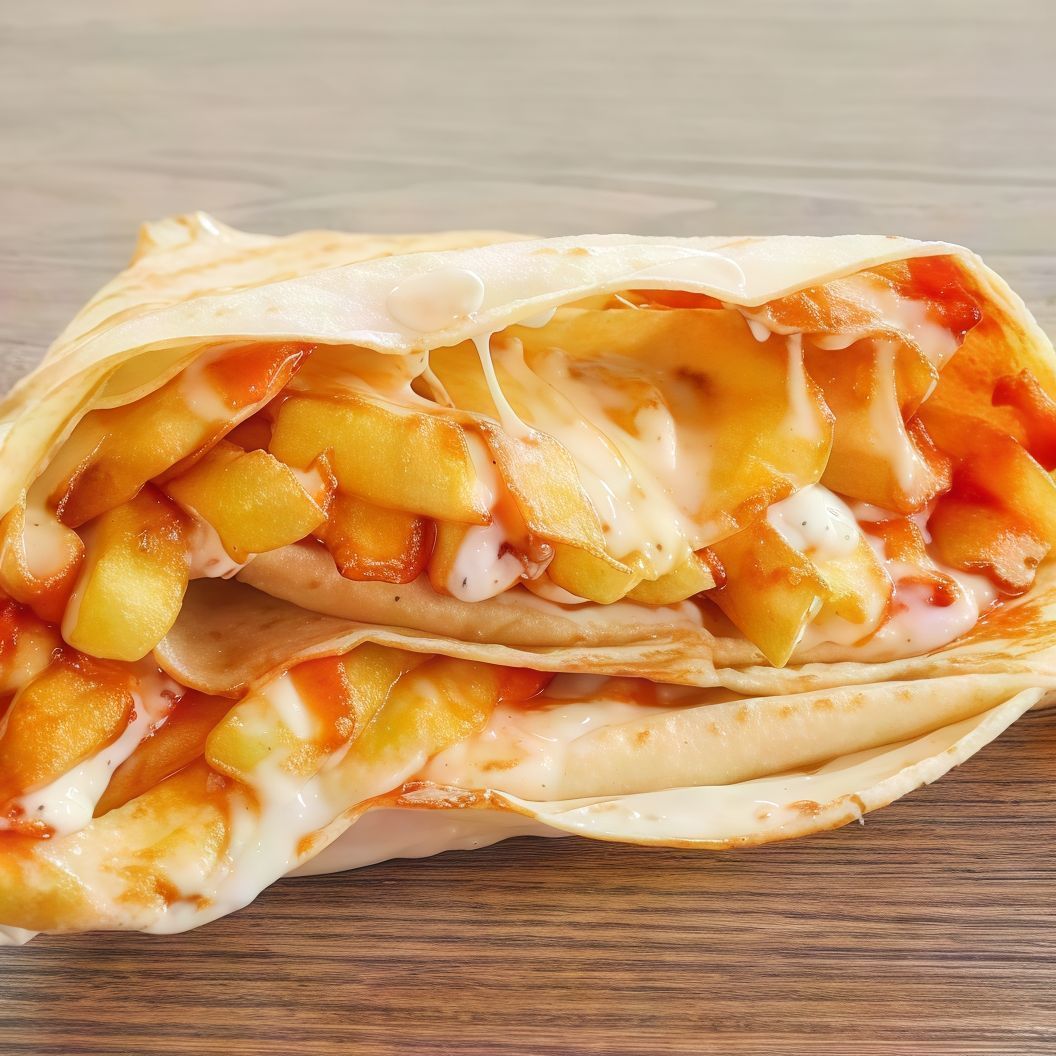 French Fries With Mozzarella Cheese Crepe