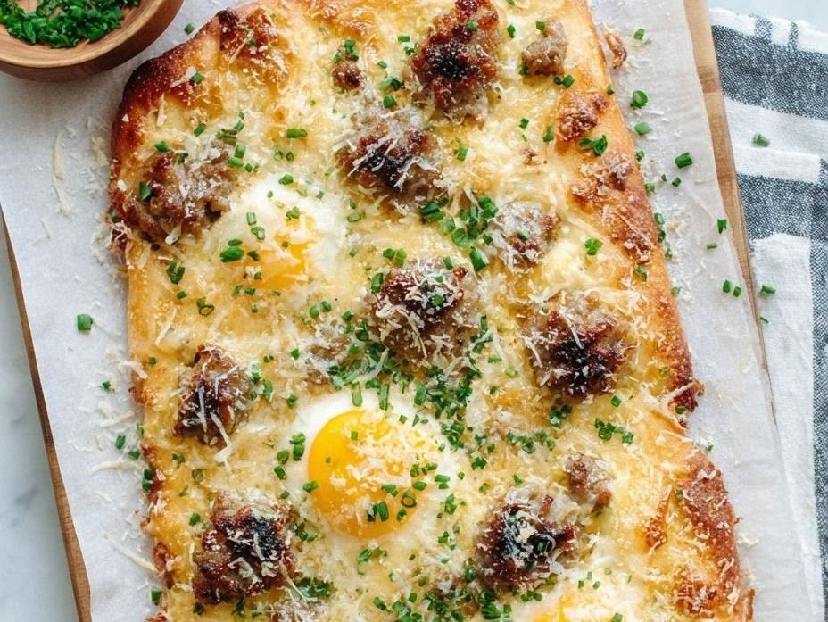 Flat bread Eggs and cheese