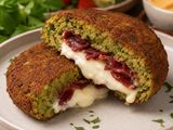 Falafel Patty Stuffed With Kiri Cheese And Pastrami