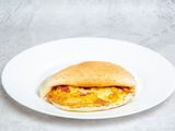 Pastrami eggs on cheddar cheese