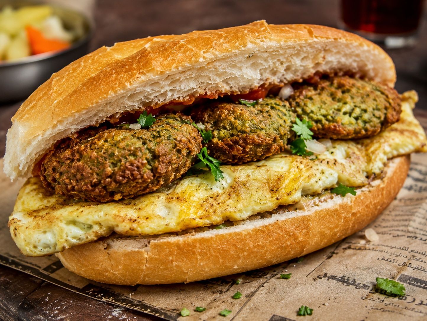 Stuffed Taamia with omelet eggs