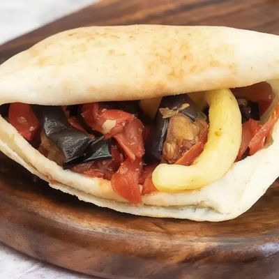 Ta'ameya with eggplant and french fries sticks