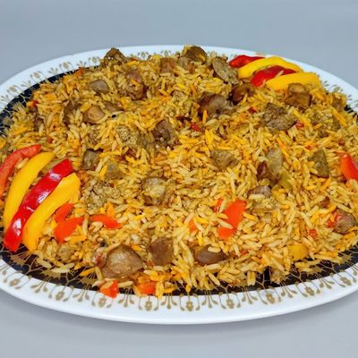 أرز بسمتي مع القوانص والكبد