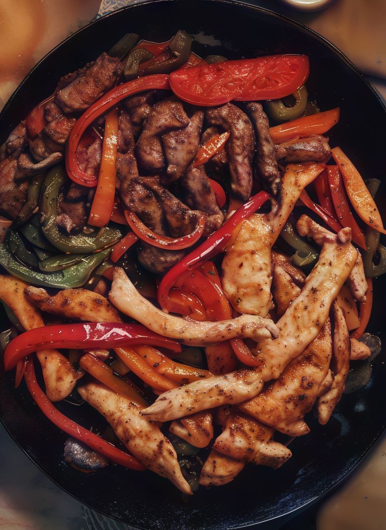 Fajita mix chicken and meat Dish