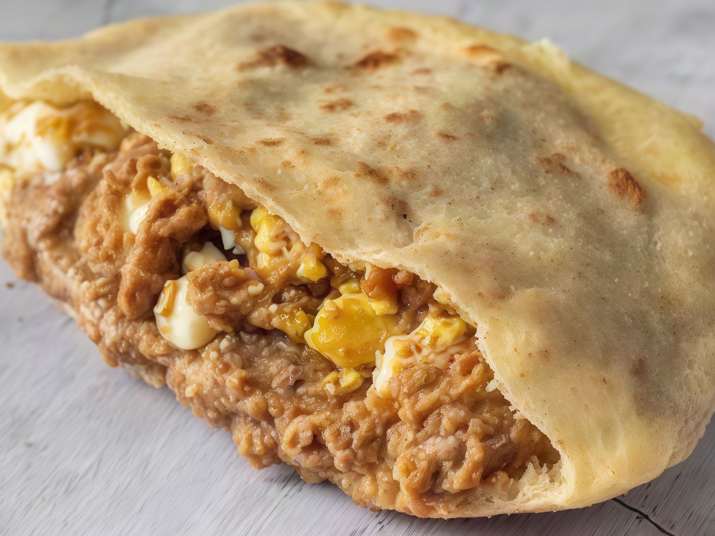 Baladi Ghee Foul With Eggs Sandwich