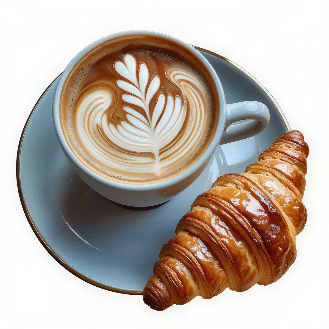 Croissant and cappuccino