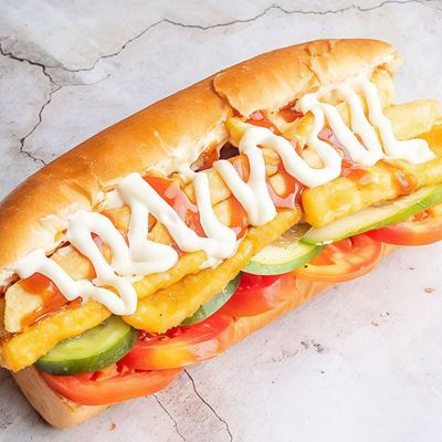 Fried cheese sandwich with french fries