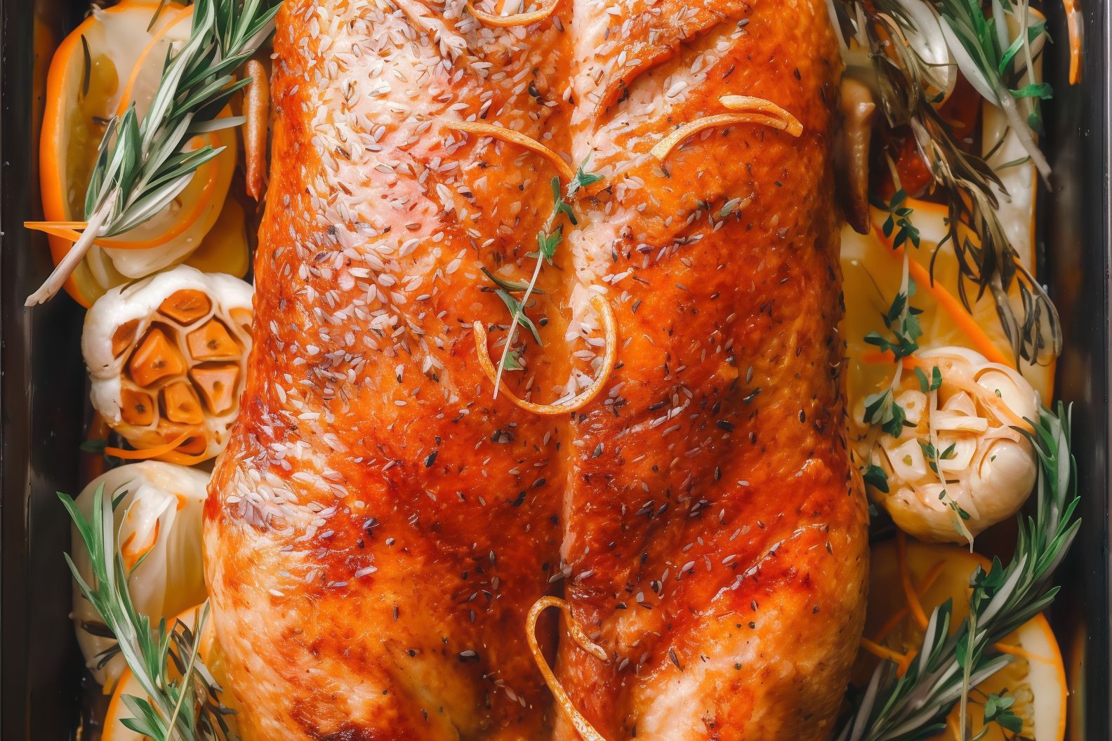 Half stuffed duck with rice and stuffing