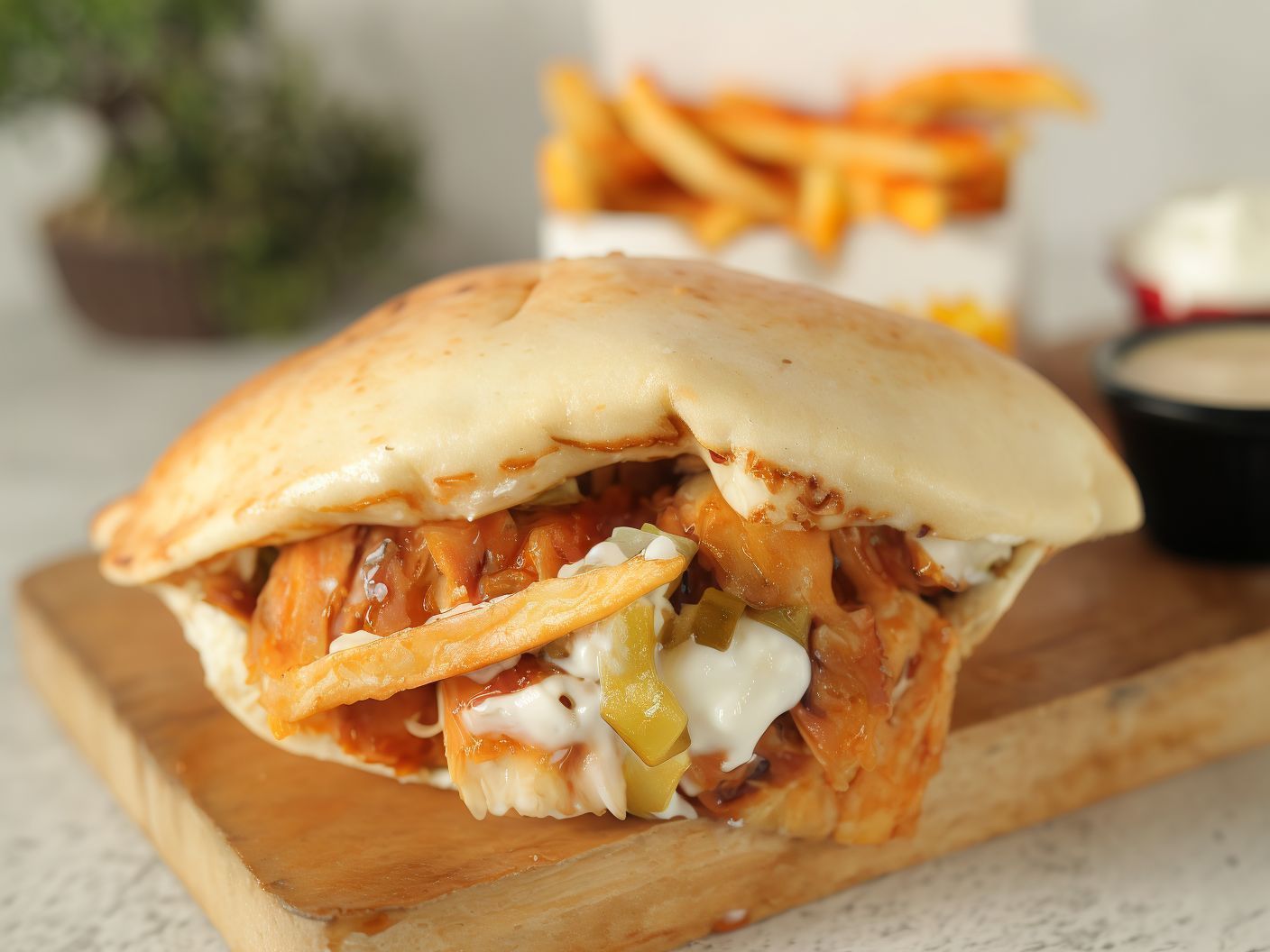 Chicken Dynamite Khobzetna With Dynamite Sauce Sandwich