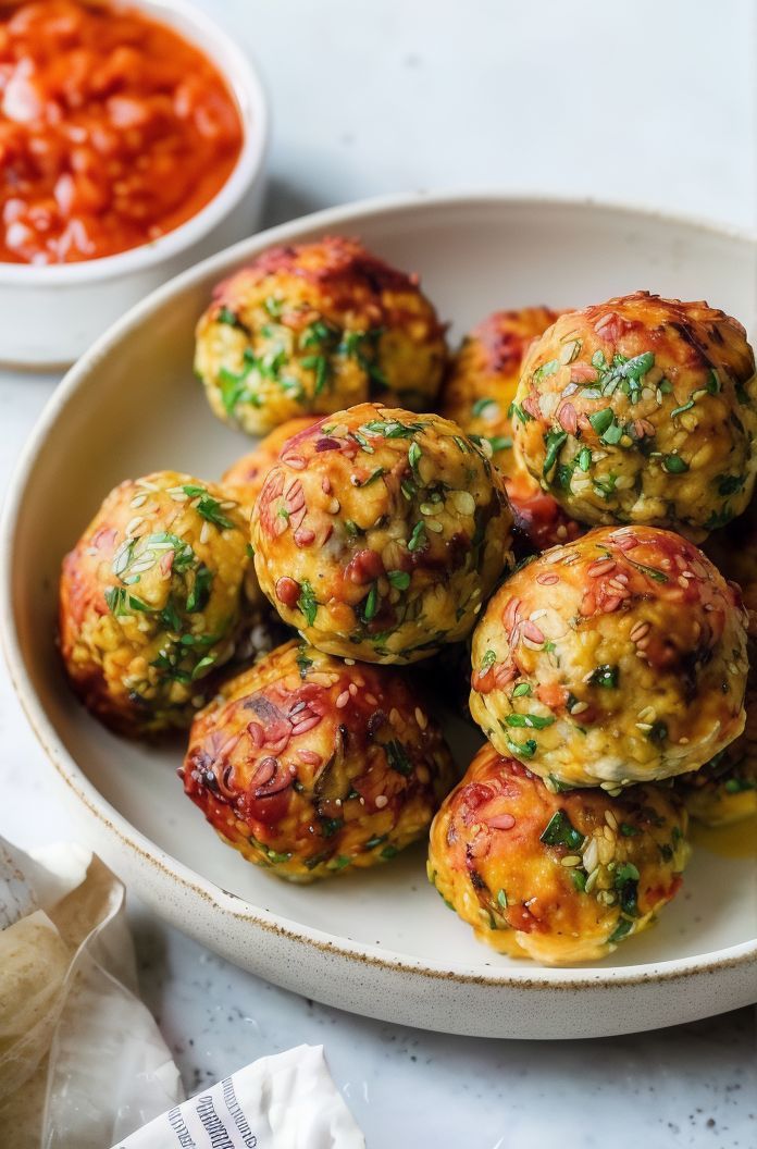 Grilled Chicken Balls Meal With Oats