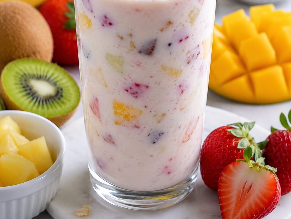 Yogurt with fruit pieces